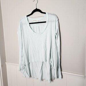 FREE PEOPLE TT Special Tee Ribbed High Low Pale Blue